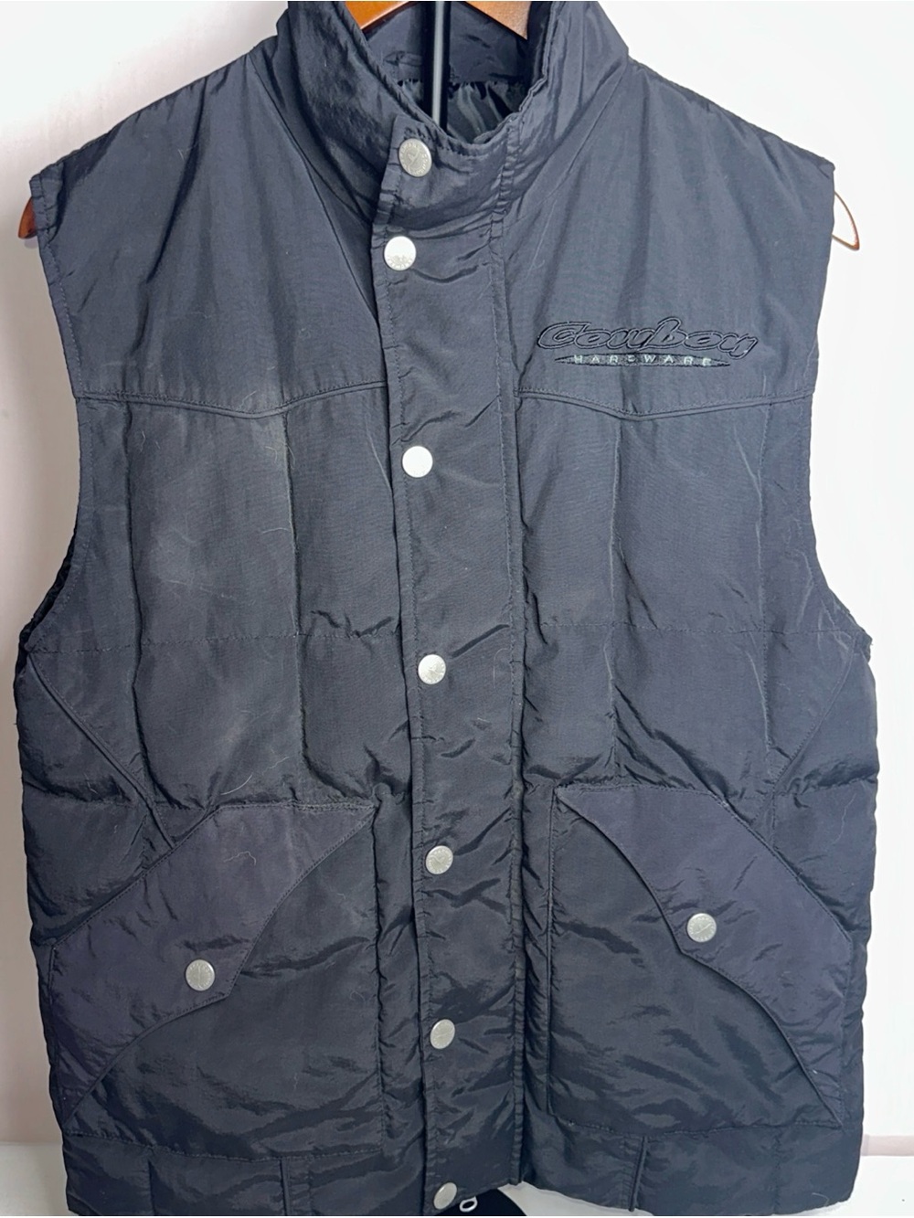 Cowboy Hardware Men's Quilted Black Snap-Front Vest